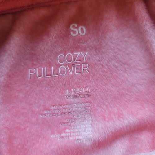 So cozy Pullover Girls Sweatshirt Super soft long Coral Pink Sequin L 10-12 - Picture 9 of 9