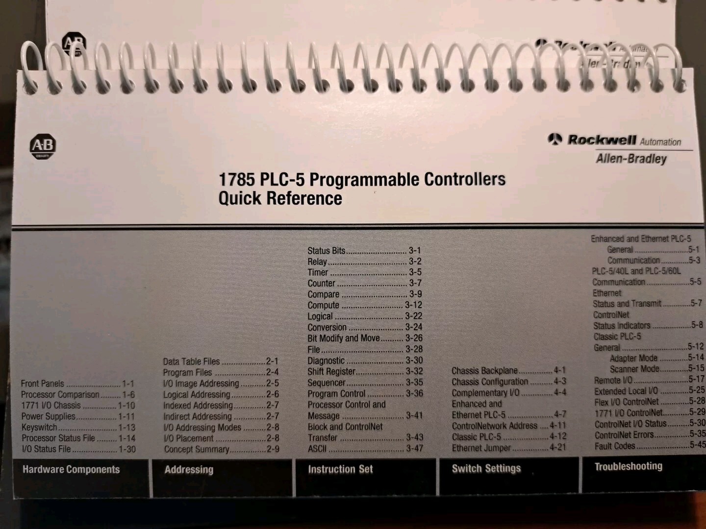9 ALLEN-BRADLEY 1785 PLC-5 PROGRAMMABLE CONTROLLERS QUICK REFERENCE May 1999