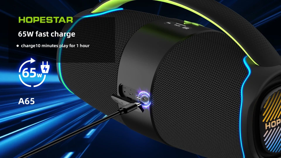 Altavoz Bluetooth Portátil 300W con Mango, Un Micrófono Largo Tiempo de Reproducción, Azul Foto 3 de 4