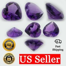 Loose Heart Shape Cut Genuine Natural Amethyst Stone Single Purple Birthstone