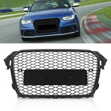 RS4 Style Honeycomb Mesh Front Bumper Grille Black For 2013-2016 Audi A4 B8.5 S4