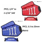 WORKPRO 7PIECE Super-Thin Wrench Set SAE/Metric with Roll-up Organizer Pouch USA