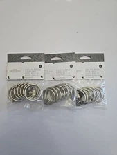 Set of (3) 7 packs Brushed Nickel Decorative 1.5" Drapery Clip Rings **NEW**