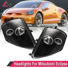 Pair Headlights For 2000-2005 Mitsubishi Eclipse Black Front Head Lamp 2000-2005