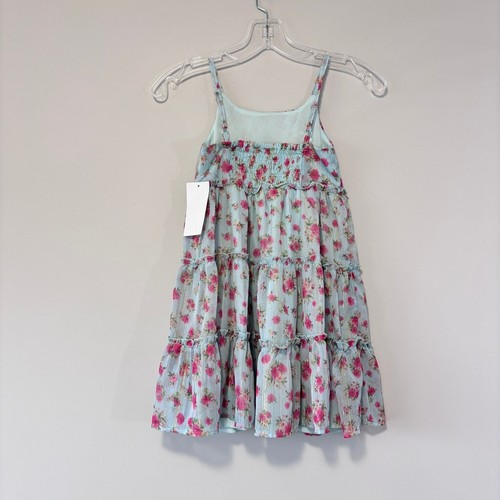 Rare Editions Girls Size 6 Blue Chiffon Floral Dress w/ Gold Detailing NWT - Picture 4 of 6