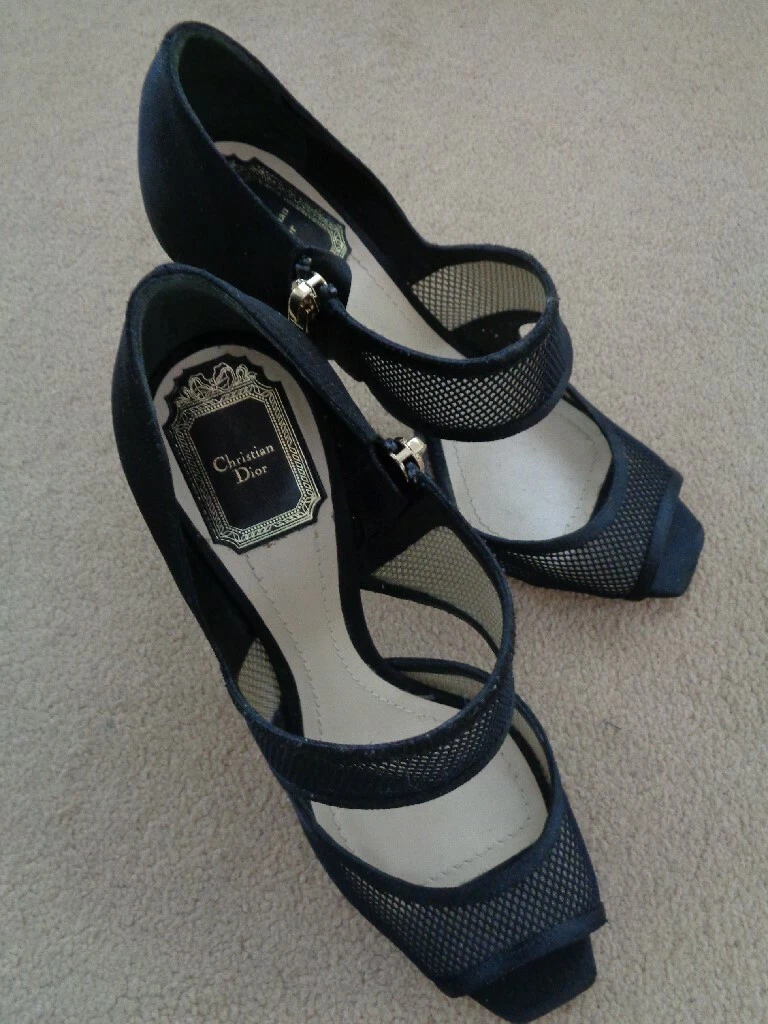 CHRISTIAN DIOR FASCINATION SANDALES NOIRES MAILLE TALON HAUT   TAILLE 5 (38)   CRÉATEUR