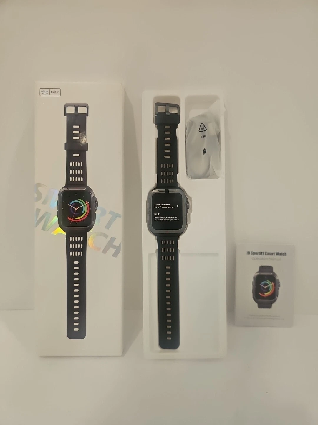 Smart Watch Black Waterproof Heart Color Display Blood Oxygen Alexa Open Box