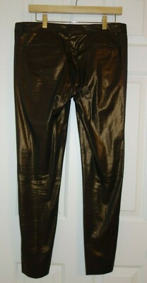 MAURO GRIFONI METALLIC  COTTON BLEND WOMEN'S PANTS US 10 IT 46 MADE IN ITALY