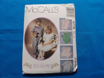 McCall's 4779 Size 6 Kitty Benton Girls Dress w/ Blue Transfer Sewing Pattern