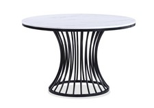 1pc Unique White Faux Marble Round Table Cage Like Base Dining Wooden Furnitur