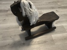 Vintage Solid Dark Wood Rocking Horse