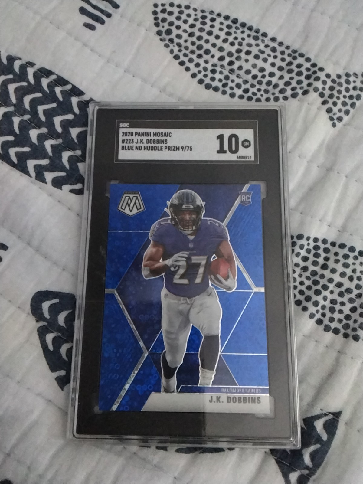 2020 Panini Mosaic Rookies J.K. Dobbins #223 No Huddle Blue /75 RC LOW POP GEM10