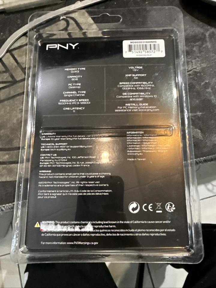 PNY - 8GB 1.6 GHz DDR3 /CL11 /1.5V Desktop Memory Upgrade- Green Sealed  - Image 2 of 2