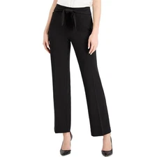 Kasper Women Sash Tie Pull On Straight Leg Pants Black Size L
