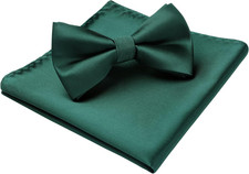 Bow Ties for Men Solid Color Pre-Tie Bow Tie and Pocket Square Set Classic Forma