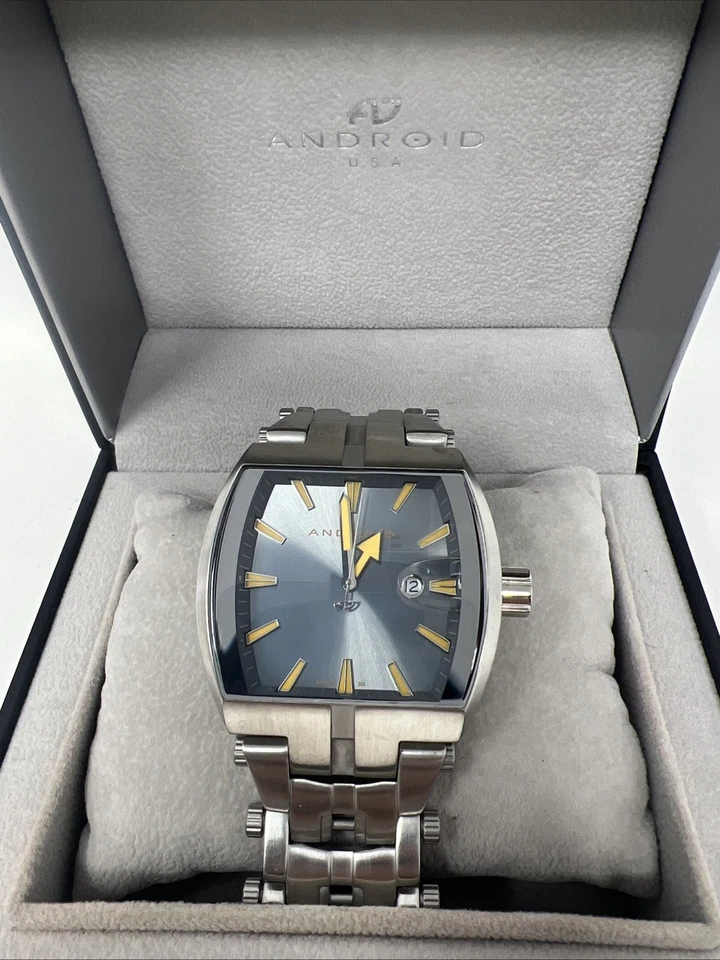 Android (Aragon) AD568 Stainless Steel Quartz Silver Orange Millipede Watch RARE - Image 2 of 4