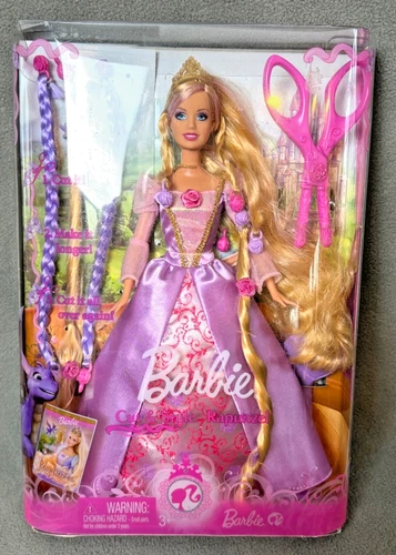 VTG Mattel Barbie Rapunzel Cut & Style Doll & Accessories in Box 2008