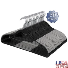 50 Piece Non Slip Plastic Hanger Set W/ 360 Degree Swivel Hook & Accessory Pole