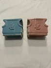 BRUSH McCOY BLUE & PINK PLANTER VASE #201  PLANTER VINTAGE