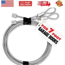 Garage Door Cables for 7 ft Door – 8 ft 6 inch Long, Heavy-Duty 304 Steel Gal...