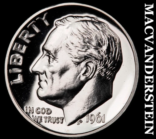 1961 Silver Roosevelt Dime - Choice Gem Proof  Lustrous  No Reserve  #G7145