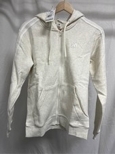 adidas Women's 3-Stripe Cotton Fleece Full-Zip Hoodie Sweatshirt - White - XS
