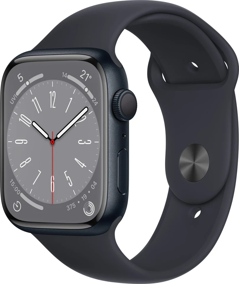 Apple Watch Series 8 (GPS) 45mm Alu mit Sportarmband Midnight - sehr gut - - Bild 1 von 1