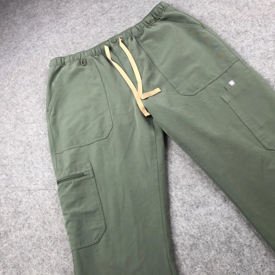 FIGS Scrub Pants Mens Large Olive Cairo Cargo Drawstring Medical Zip 1000200R - Image 3 of 4