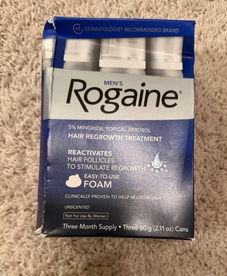 Rogaine Men s 5% Minoxidil Foam Hair Regrowth Treatment, 3x2.11 oz, Exp: 8/27