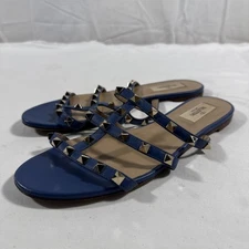 Valentino Garavini Rockstud Leather Sandals Blue Women’s 38.5