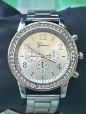 Geneva Silver Tone Rhinestone Bezel Women s Quartz Watch