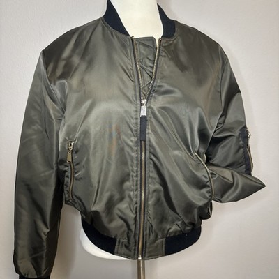 Zara Basic Outerwear Dark Olive Green Bomber Jacket Women's Size M military