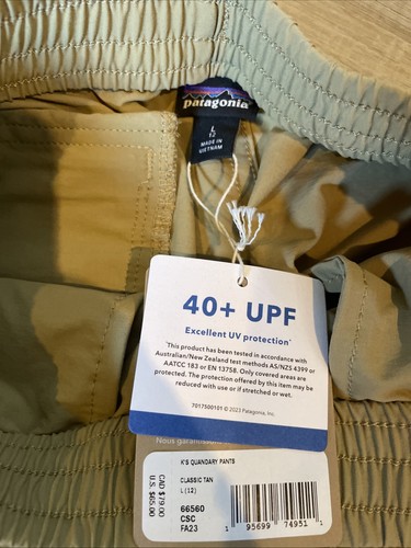 Patagonia Kids Quandary Pants Size L/12 Classic Tan Hiking 40+ UPF - Picture 4 of 5