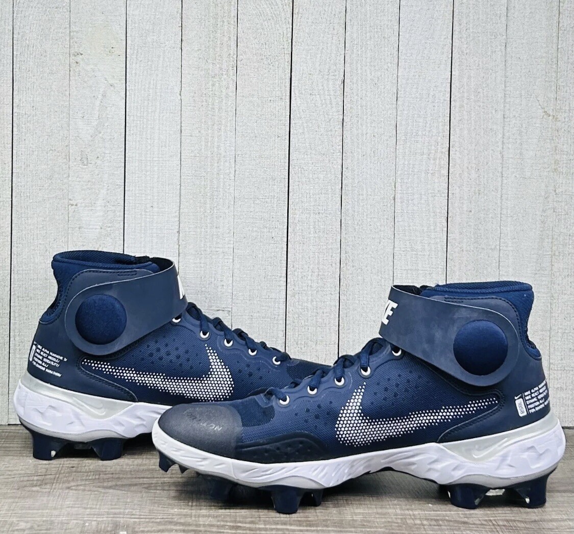 Nike Alpha Huarache 3 Mid Navy Blue Baseball Cleats Men's Size 15