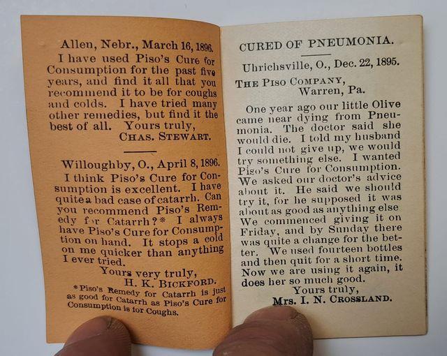 Piso's Cure Remedy Antique Quack Medicine Mini Booklet with Dixie's
