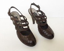 Sonia Rykiel Brown Snakeskin PLATFORM SLINGBACK HEELS SANDALS SZ7/37