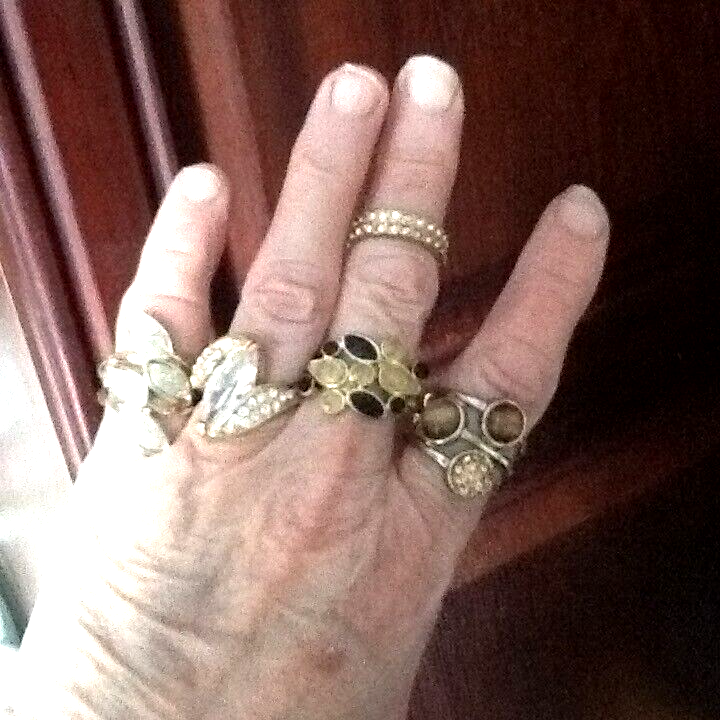 5 lovely gold metal stone set costume rings various sizes eBay