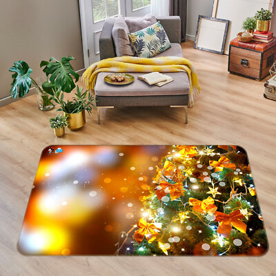 3D Golden Bow A311 Christmas Game Non Slip Rug Mat Photo Carpet Zoe