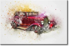 Classic Red Car Picture on Stretched Canvas, Wall Art Décor, Ready to Hang