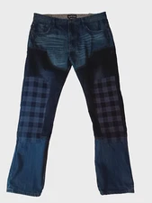 Mostly Heard Rarely Seen Mens Denim Jeans Size 38 Plaid Patched Japanese Design