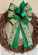 St. Patrick's Day Wreath Bow Party Decor Lantern Topper Clover shamrock BOW ONLY