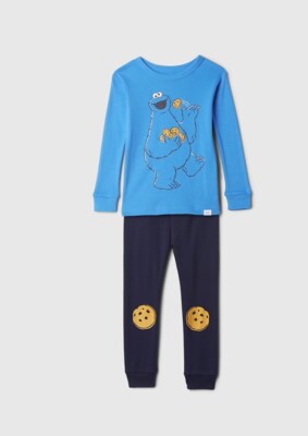 NWT Baby Gap SESAME STREET COOKIE MONSTER LS Pants PAJAMAS Size