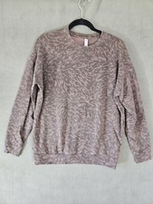 Athleta Pure Luxe Leopard Sweatshirt Womens Small Brown Oversized Pullover