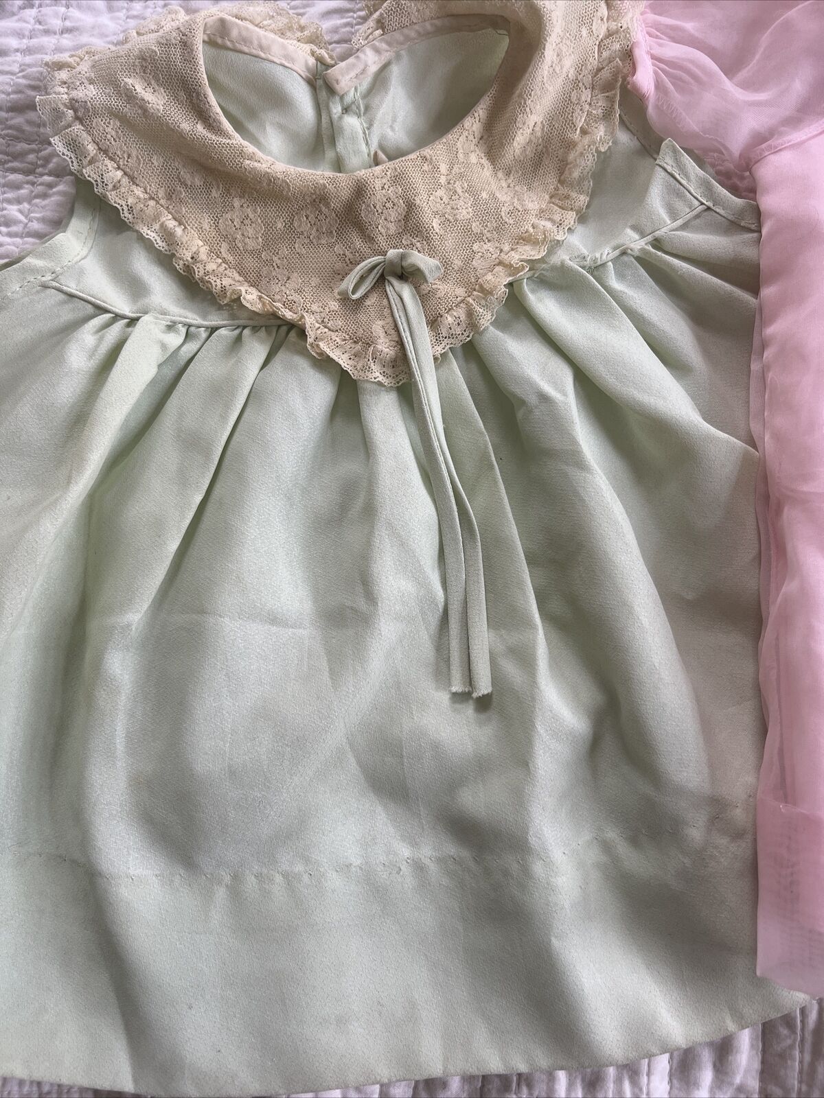 Vintage baby girl toddler Lot Of 3 Pastel dresses… - image 2