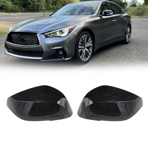 For Infiniti 2014-2022 Q50 Q70 Gloss Black Rear View Side Wind Mirror Cover Caps