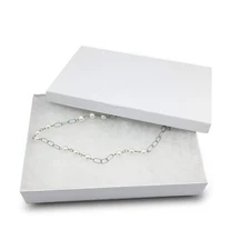 BULK Cardboard Kraft Paper JEWELRY GIFT BOX Cotton Filled WHITE SWIRL - Shipping