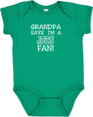 New York Jets Fan Grandpa Says I am a Fan Baby Bodysuit