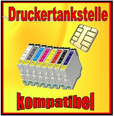 8 komp. Patronen für EPSON R800 T0540 T0541 T0542 T0543 T0544 T0547 T0548 T0549