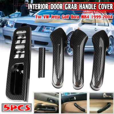 Interior Door Grab Handle Cover Carbon Fiber Set For VW Jetta Golf MK4 1999-2004