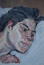 Fine unique painting – Expressive portrait, signed Lucian Freud